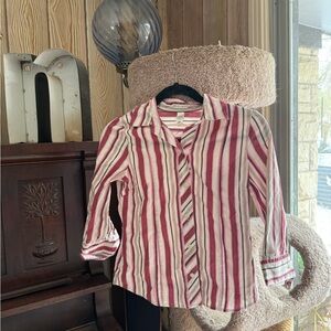 Old Navy Womens Button Down Shirt - Red and White Stripes